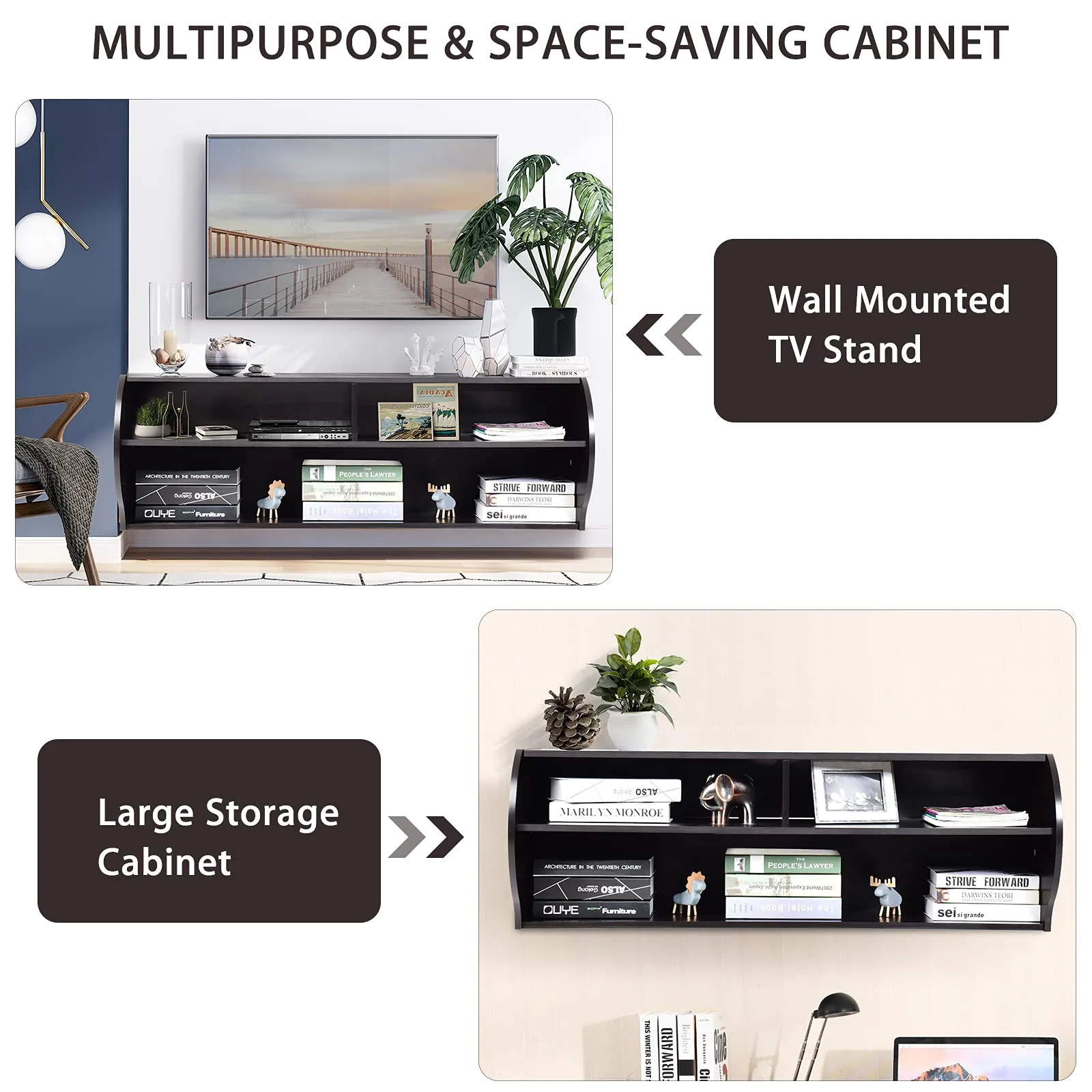 Tangkula Wall Mounted Media Console, Floating TV Stand Cabinet