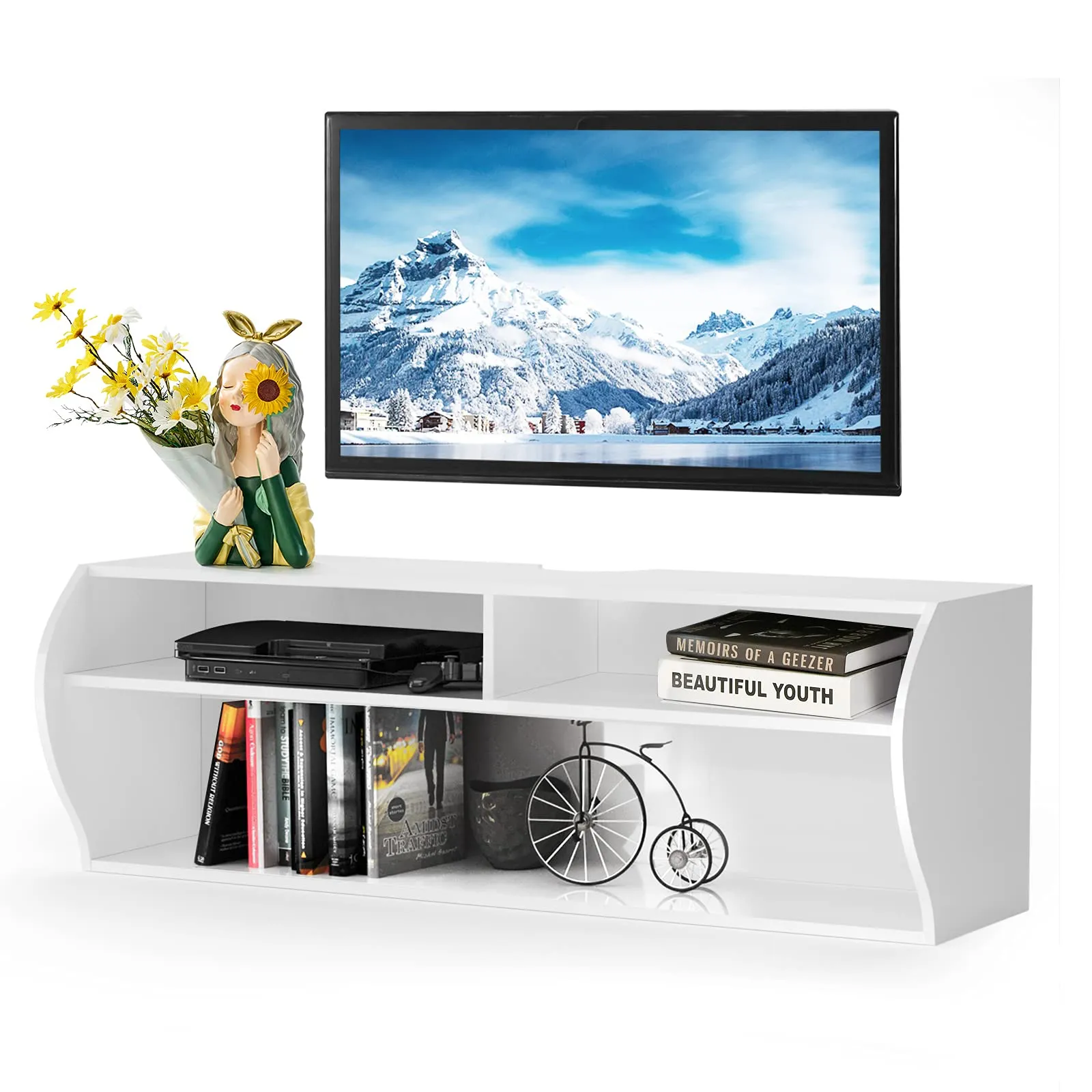 Tangkula Wall Mounted Media Console, Floating TV Stand Cabinet