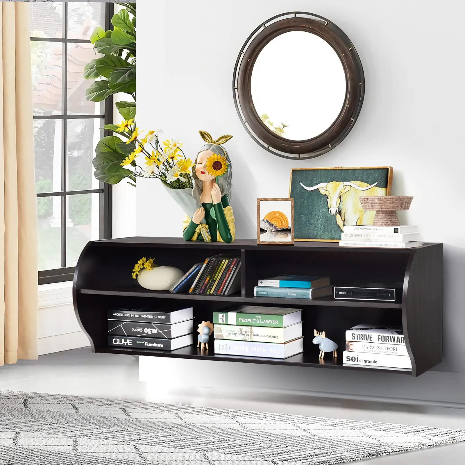 Tangkula Wall Mounted Media Console, Floating TV Stand Cabinet