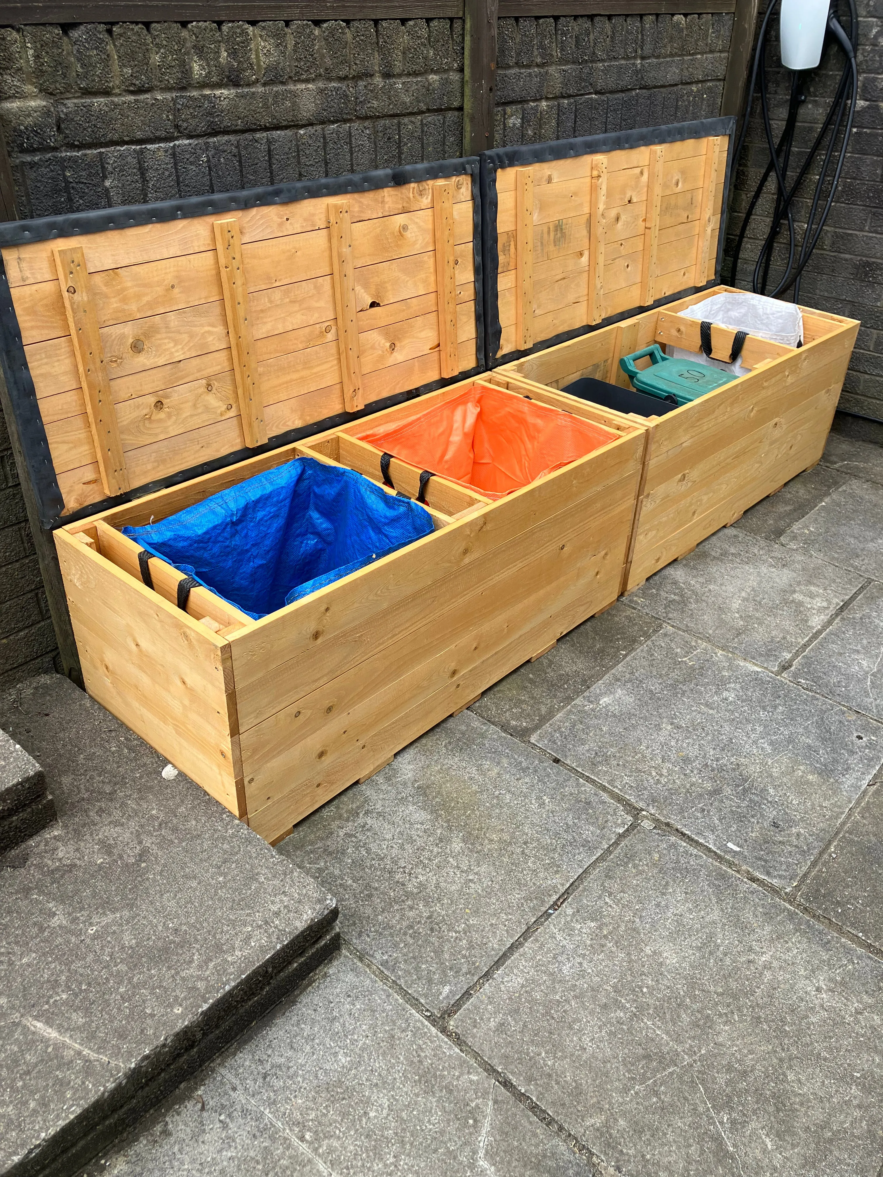 Two Recycling Storage Benches with EPDM rubber lids