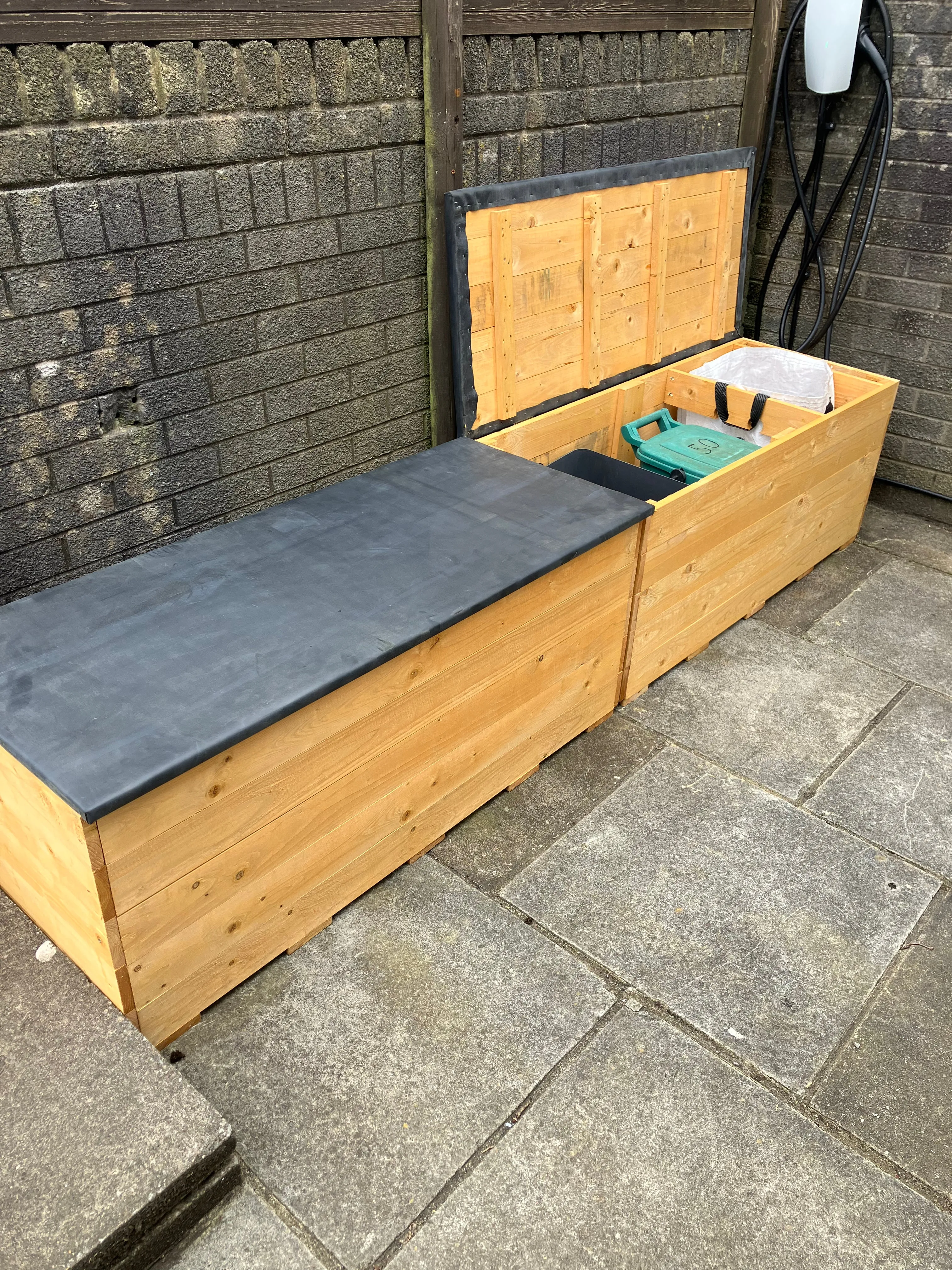 Two Recycling Storage Benches with EPDM rubber lids