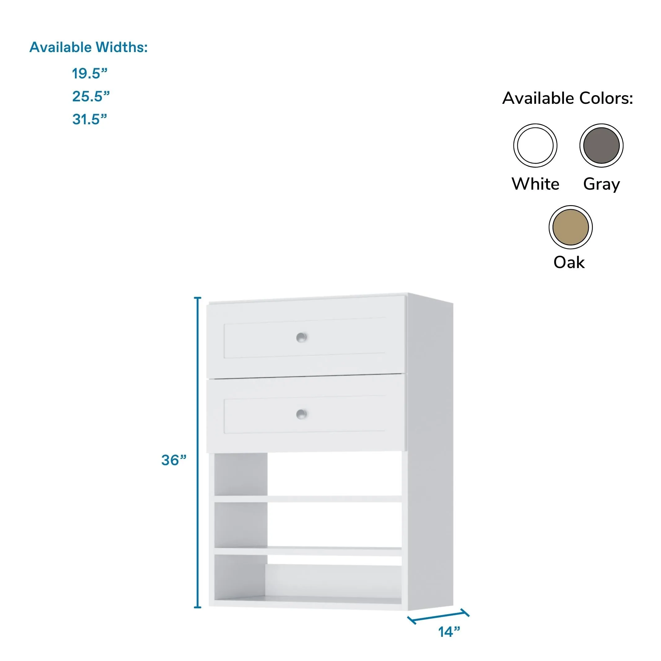 Vista 2 Drawer Short Tower