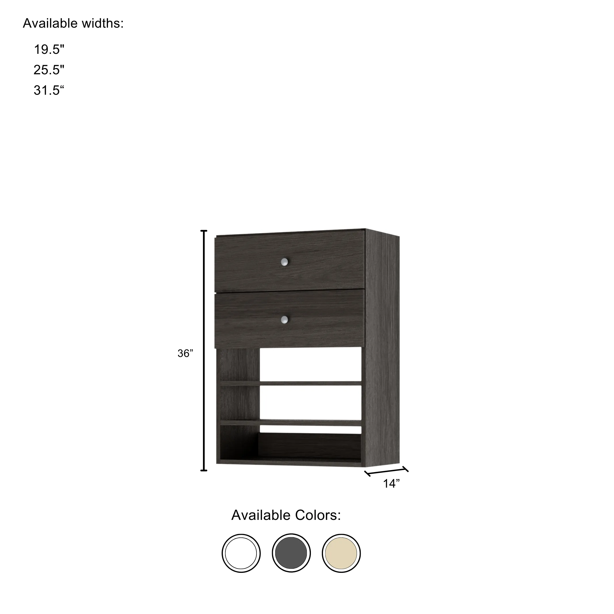 Vista 2 Drawer Short Tower