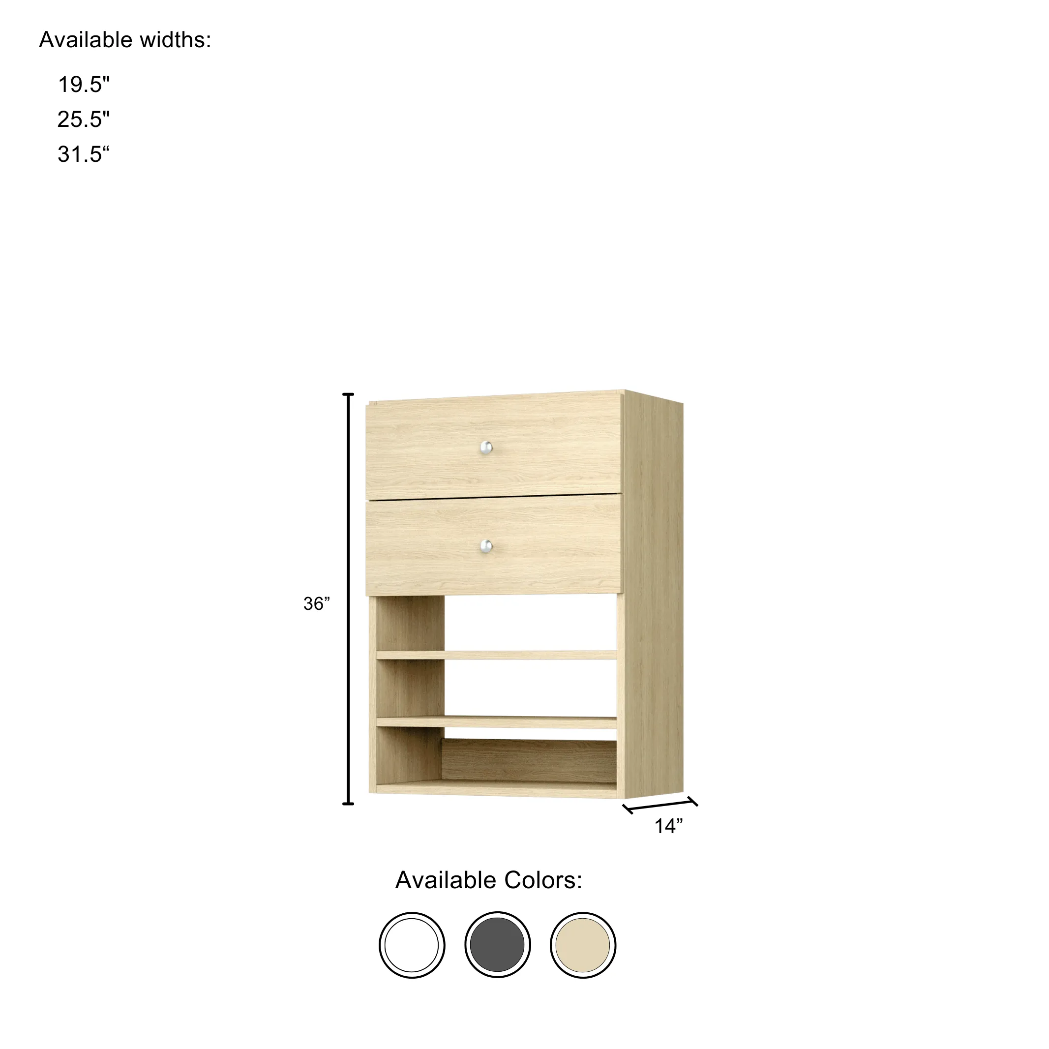 Vista 2 Drawer Short Tower