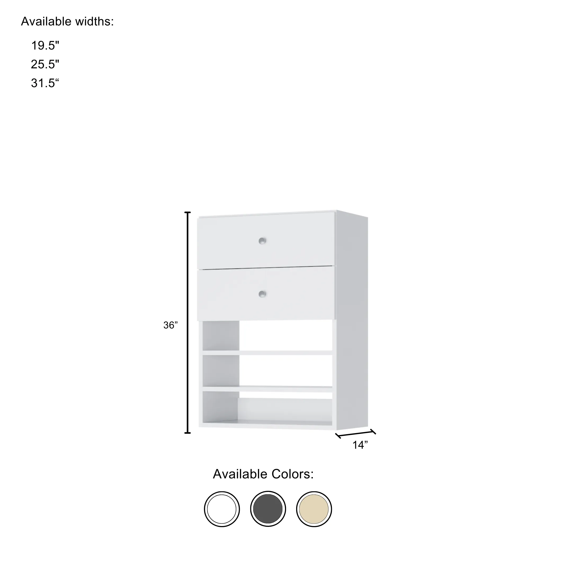 Vista 2 Drawer Short Tower