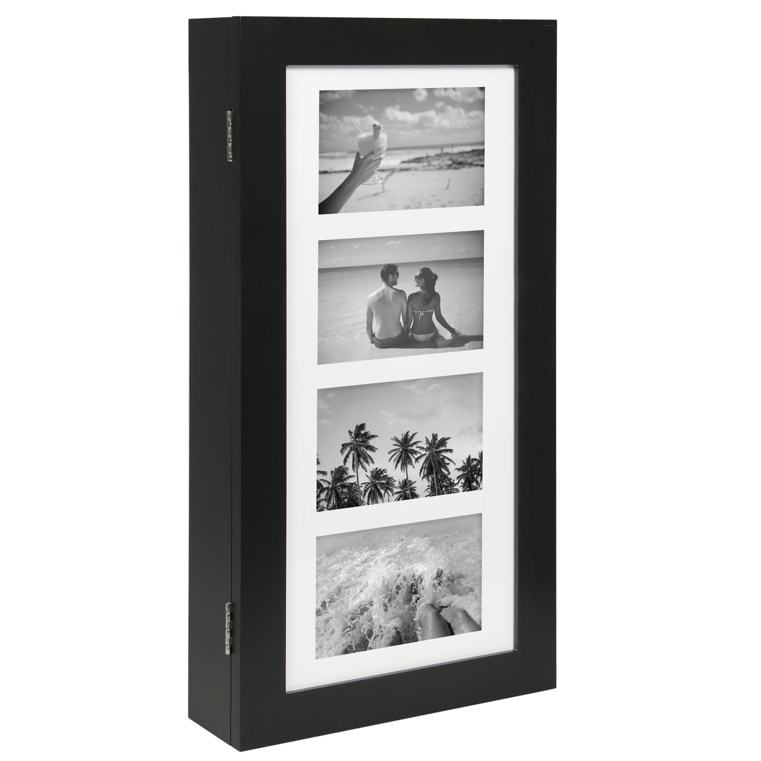 Wall Mount Jewelry Armoire Cabinet w/ 4 Picture Frames