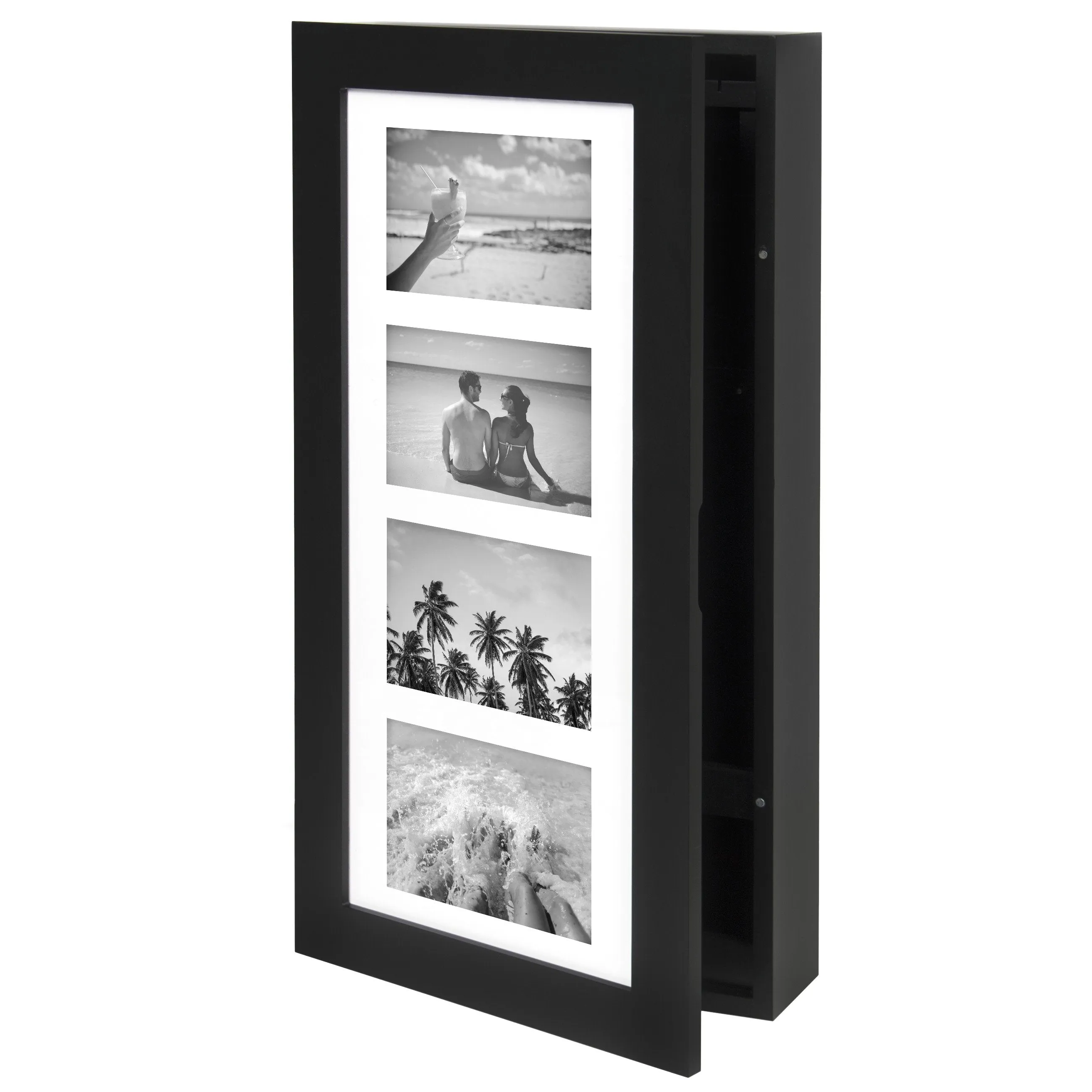 Wall Mount Jewelry Armoire Cabinet w/ 4 Picture Frames