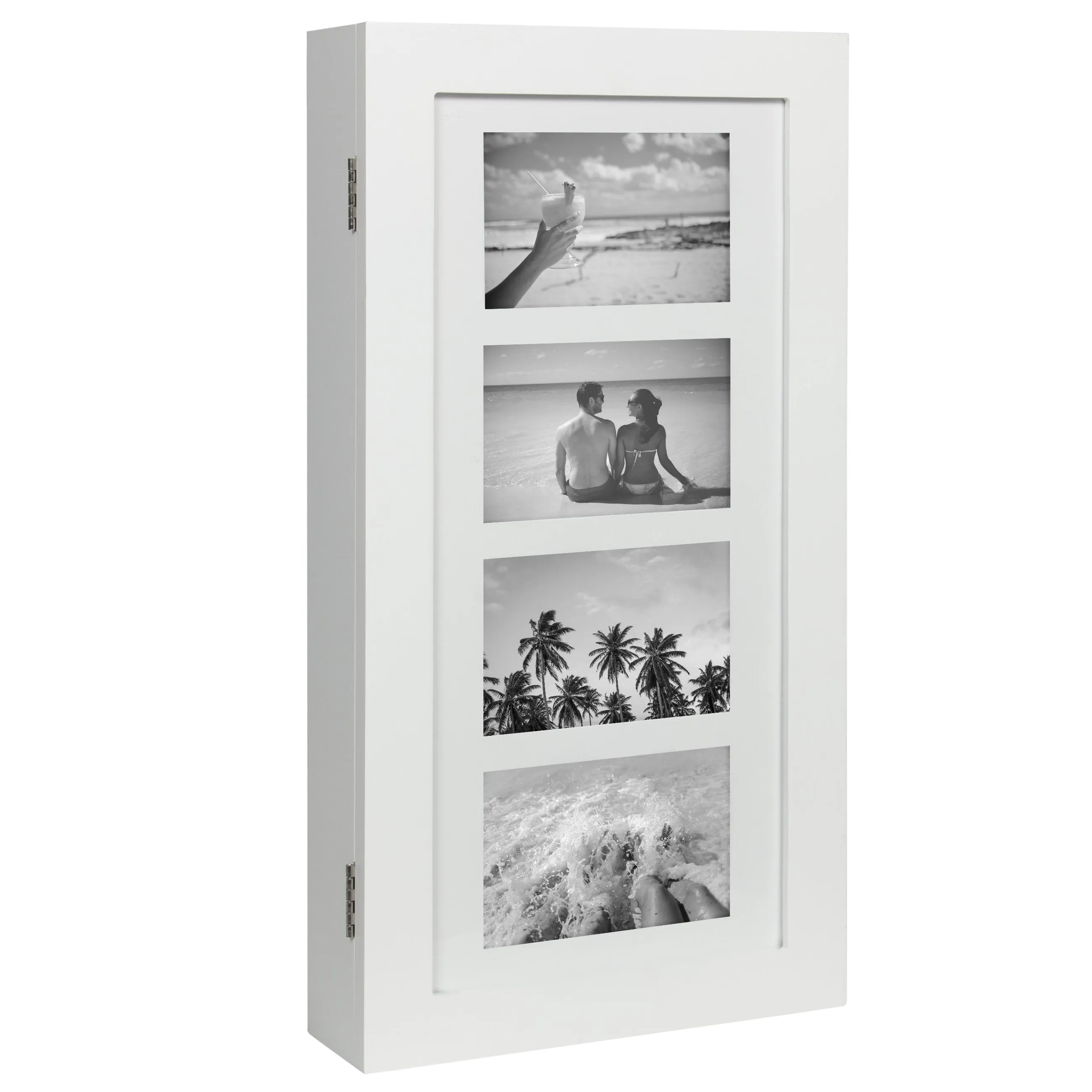 Wall Mount Jewelry Armoire Cabinet w/ 4 Picture Frames