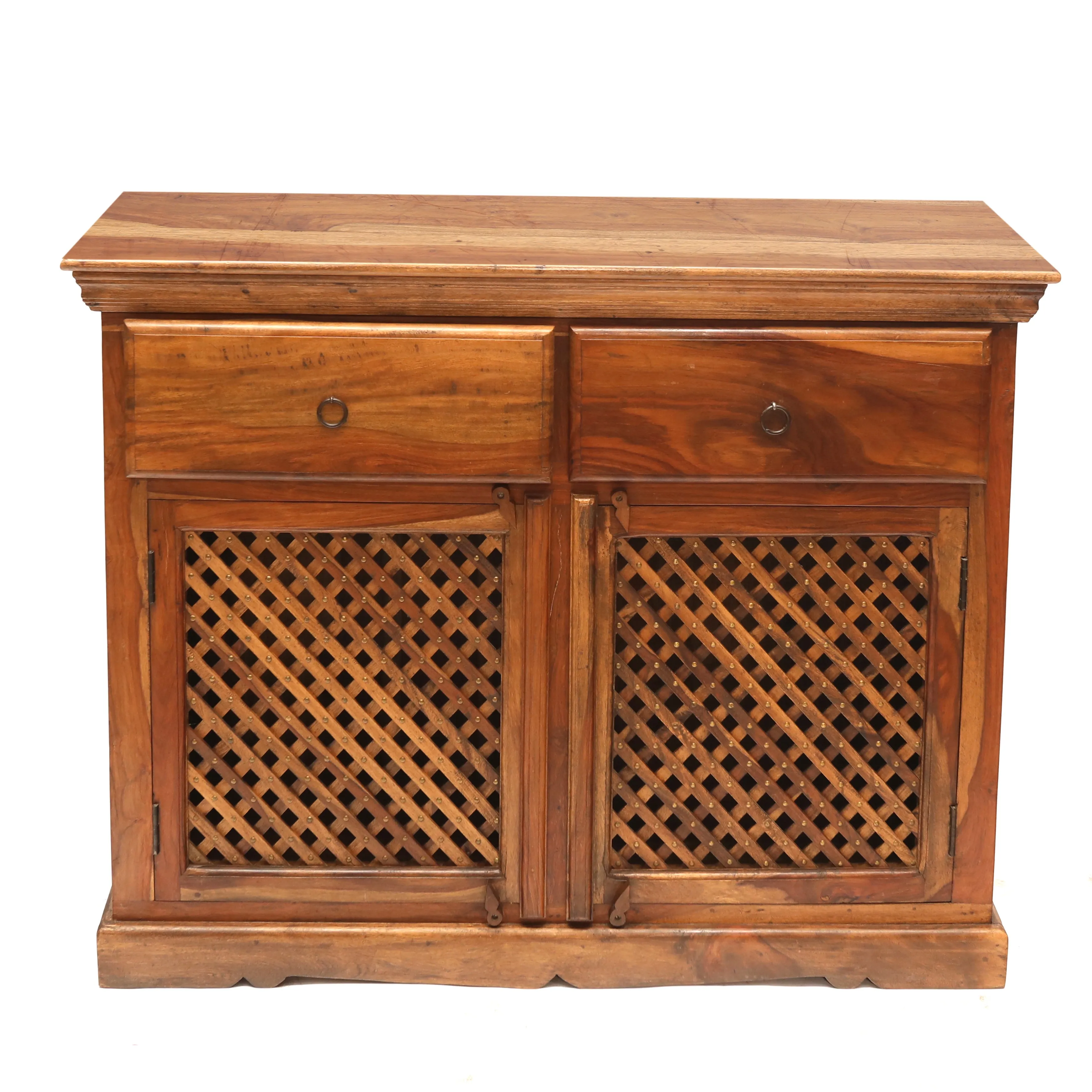 Wooden Jali 2-Door 2-Drawer Cabinet