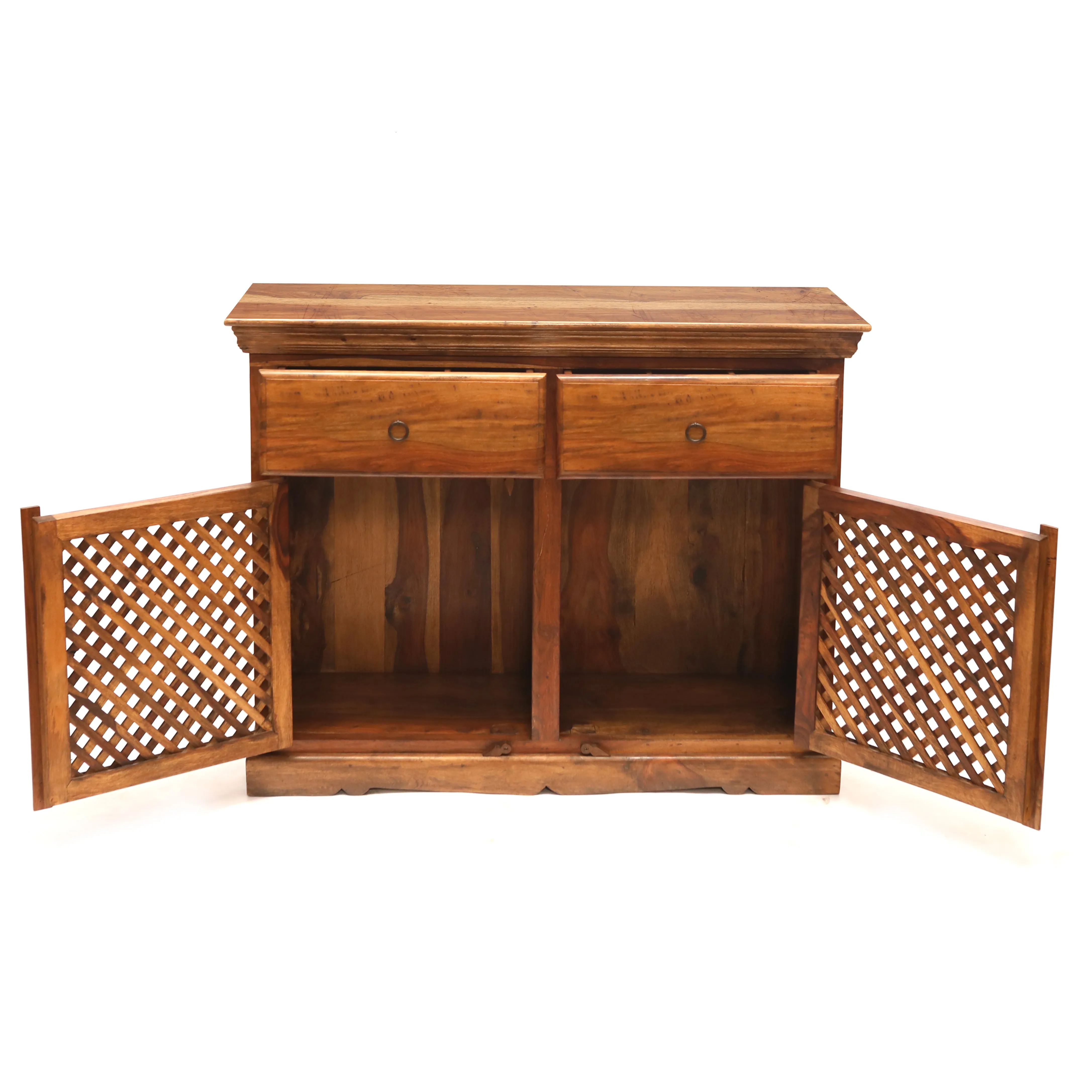 Wooden Jali 2-Door 2-Drawer Cabinet